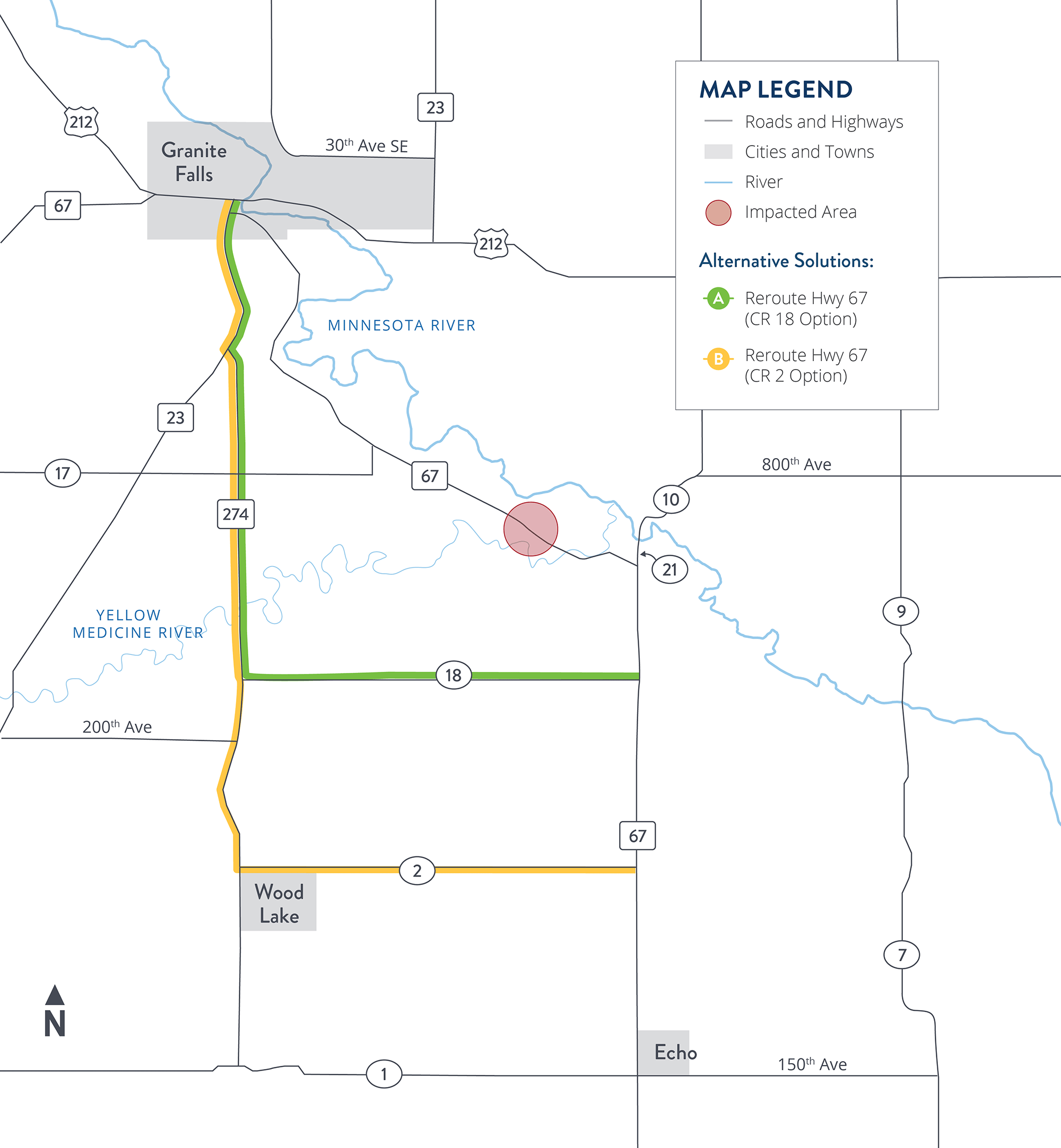 Highway 67 detour area map